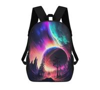 sinyumoney Aurora Sunset Mountain Backpack, Children's Backpack, Student School Bag Bookbag Rucksack, 3D Printed School Bag for Boys Girls 17inch