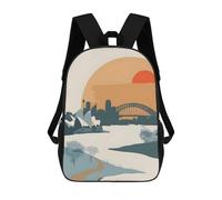 sinyumoney Australia Sydney City Kids School Backpack School Bag 3D Printed School Bag for Boys Elementary And Middle School Students 17inch