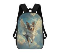 sinyumoney Australian Shepherd Angel Pet Loss Tribute Dog with Wings Children's Backpacks School Backpack 3D Printed Backpack for Kids Travel Rucksacks Book Bags Kids School Bag 17inch