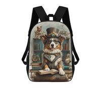 sinyumoney Australian Shepherd Doggy School School Backpack Water Resistant School Bag Business Backpack for Boys/Girls/Teenagers 17inch