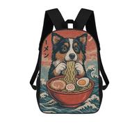 sinyumoney Australian Shepherd Ramen School Bags School Secondary High School College Backpack Travel for Men, Women & Teenage Boys 17inch