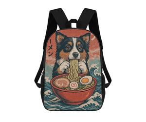 sinyumoney Australian Shepherd Ramen School Bags School Secondary High School College Backpack Travel for Men, Women & Teenage Boys 17inch