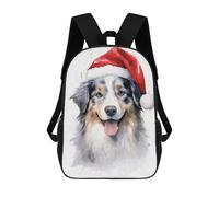 sinyumoney Australian Shepherd Xmas Backpacks, Kids Backpack Student School Bag 3D Printed Travel Backpacks Fashion Accessory Backpack Children Waterproof School Bags 17inch