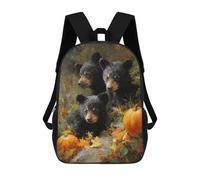 sinyumoney Autumn Bear Cubs with Pumpkins 3D Printed 17inch Kids School Backpack School Bag Fashion Rucksacks for Boys Elementary And Middle School Students