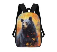 sinyumoney Autumn Bear Portrait 3D Printed 17inch Kids School Backpack School Bag Fashion Rucksacks for Boys Elementary And Middle School Students