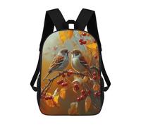 sinyumoney Autumn Birds with Berries 17inch School Bag 3D Printed Children's School Backpack Casual Fashion Travel Backpacks for Kids School Students
