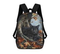 sinyumoney Autumn Black Cat Art Print-1 School Backpack for Girls 17inch Casual Daypack Lightweight Rucksack Boy Girl Backpack for Middle School Students