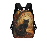 sinyumoney Autumn Black Cat Painting Backpack Kids School Bag Boys Cartoon 3D Print Students Schoolbag Laptop Daypack for Boys Girls 17inch