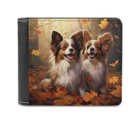 sinyumoney Autumn Canine Bliss 3D Print PU Leather Wallet Multiple Slots Leather RFID Banknote Compartments Minimalist Style Wallets 11.7cm*9.5cm