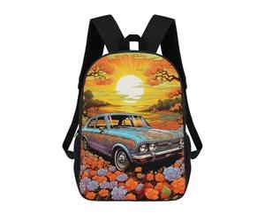 sinyumoney Autumn Car Journey Backpack School Bag Rucksack Casual Daypacks School Work Travel Bag for Teenage Girls Boys Women Men 17inch