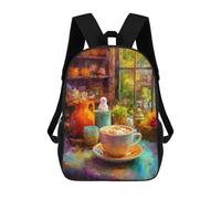 sinyumoney Autumn Cozy Coffee Scene Backpack School Bag Daypacks Business Backpack Water Resistant Bookbag for Girls Boys Teenage 17inch