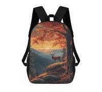 sinyumoney Autumn Deer Landscape Backpacks Kids School Backpack School Bag 3D Printed School Bag for Boys Elementary And Middle School Students 17inch