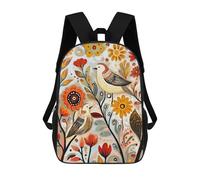 sinyumoney Autumn Floral Birds Art Print School Backpack Water Resistant School Bag Business Backpack for Men/Women 17inch
