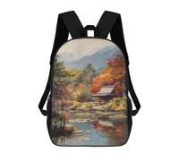 sinyumoney Autumn Forest Cabin Scene School Bags School Secondary High School College Backpack Travel for Boys/Girls/Teenagers 17inch