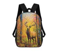 sinyumoney Autumn Forest Deer Painting 3D Printed 17inch Kids School Bag Rucksacks Children's School Fashion Casual Back Pack High Capacity Travel Book Bags