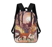 sinyumoney Autumn Fox Forest Backpack School Secondary Causal Travel High School Bags for Campus Outdoor Travel Sports 17inch