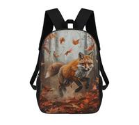 sinyumoney Autumn Fox Forest Scene Backpacks Kids 17inch School Backpack School Bag 3D Printed School Bag for Boys Elementary And Middle School Students