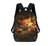 sinyumoney Autumn Fox Resting-1 Rucksacks 3D Printed Children 17inch Backpacks Fashion Casual Daypack Travel Bags Outdoor Casual Daypack for Boy And Girl