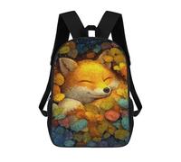 sinyumoney Autumn Fox Resting Backpacks 3D Printed Kids School Backpack School Bag Fashion Rucksacks for Boys Elementary And Middle School Students 17inch