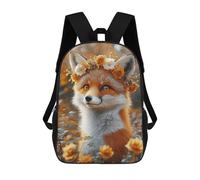 sinyumoney Autumn Fox with Floral Crown Backpack School Bag Fashion Stationery Backpack Waterproof Casual Daypacks- Perfect for Travel, Work And Daily Use 17inch