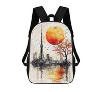 sinyumoney Autumn Harmony Tokyo Tower at Sunset Backpacks 3D Printed Kids School Backpack Outdoor Casual Daypack Fashion Casual Children Backpacks Cute Travel Bags 17inch