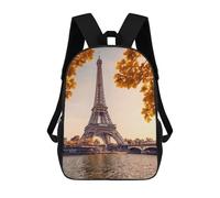 sinyumoney Autumn In Paris School Bag 3D Printed 17inch Backpacks Fashion Kids School Backpack Rucksacks for Boys Elementary And Middle School Students