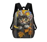 sinyumoney Autumn Kitten Fence Painting-1 Backpack School Bag Water Resistant School Bag Business Backpack for Boys/Girls/Teenagers 17inch