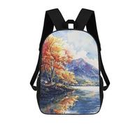 sinyumoney Autumn Lake Mirror 3D Printed Kids Backpacks Boys Fashion School Bag Travel Backpacks School Bags for Boys Elementary School Students 17inch
