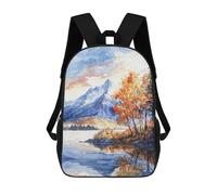sinyumoney Autumn Lake Peaks Backpack, Children's Backpack, Student School Bag Bookbag Rucksack, 3D Printed School Bag for Boys Girls 17inch