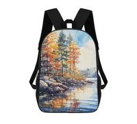 sinyumoney Autumn Lake Reflection Backpacks Kids School Backpack School Bag 3D Printed School Bag for Boys Elementary And Middle School Students 17inch