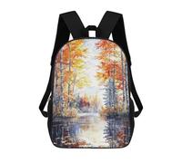sinyumoney Autumn Lakeside Birches Children's School Backpack 3D Printed for Kids Travel Rucksacks Book Bags Kids School Bag 17inch