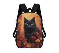 sinyumoney Autumn Leaves Black Cat-3 Backpack School Lightweight Airport College Students Back Pack for School/Work/Travel 17inch