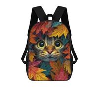sinyumoney Autumn Leaves Cat Portrait-1 Backpack School Bag Rucksack Casual Daypacks School Work Travel Bag for Teenage Girls Boys Women Men 17inch
