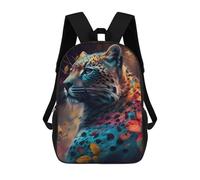 sinyumoney Autumn Leopard Portrait Backpacks Kids School Backpack School Bag 3D Printed School Bag for Boys Elementary And Middle School Students 17inch