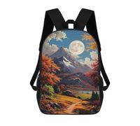 sinyumoney Autumn Moonlit Mountain Landscape School Bags School Secondary High School College Backpack Travel for Boys/Girls/Teenagers 17inch