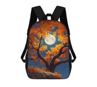 sinyumoney Autumn Moonlit Tree Landscape 3D Printed 17inch School Bag Children's School Backpack Travel Backpacks Casual Fashion Bag for Kids School Students