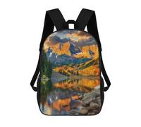 sinyumoney Autumn Mountain Reflection Lake 3D Printed Kids 17inch Backpacks Boys Fashion Travel Backpacks School Bag for Boys Elementary And Middle School Students
