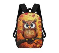 sinyumoney Autumn Owl Painting Backpacks Kids School Backpack School Bag 3D Printed School Bag for Boys Elementary And Middle School Students 17inch