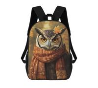 sinyumoney Autumn Owl with Scarf-1 Backpack School Bag Fashion Stationery Backpack Waterproof Casual Daypacks- Perfect for Travel, Work And Daily Use 17inch