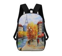 sinyumoney Autumn Paris Backpack School Bag Lightweight Schoolbag Dayback Bookbag College for Men/Women 17inch
