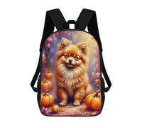 sinyumoney Autumn Pomeranian with Pumpkins Children's 17 Inch School Backpack 3D Printed Cool Knapsack for Kids Travel Rucksacks Book Bags Kids School Bag