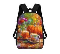 sinyumoney Autumn Pumpkin Latte Art Children's Backpacks 17inch School Backpack 3D Printed Bag Bookbag for Kids Travel Rucksacks Boy Girl Book Bags Kids School Bag
