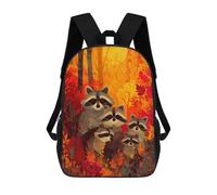 sinyumoney Autumn Raccoon Family Backpack School Bag Water Resistant School Bag Business Backpack for Boys/Girls/Teenagers 17inch