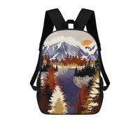 sinyumoney Autumn River Kids School Backpack 17 Inch School Bag 3D Printed School Bag for Boys Elementary And Middle School Students