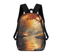 sinyumoney Autumn River Scene School Bags High Secondary School Bags Casual Backpack for Camping Outdoor Adventures And Daily Travel 17inch