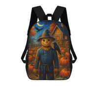sinyumoney Autumn Scarecrow Pumpkins Crows Rucksacks 3D Printed Children Backpacks Fashion Casual Daypack Cute Travel Bags Outdoor Casual Daypack for Boy And Girl 17inch