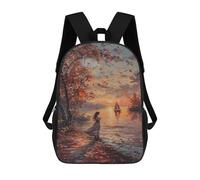 sinyumoney Autumn Serenity by Lake 3D Printed Kids 17inch Backpacks Boys Fashion Travel Backpacks School Bag for Boys Elementary And Middle School Students
