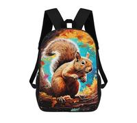 sinyumoney Autumn Squirrel Artwork Backpacks, Kids Backpack Student School Bag 3D Printed Travel Backpacks Fashion Accessory Backpack Children Waterproof School Bags 17inch