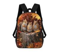 sinyumoney Autumn Squirrel Trio Children's Backpacks School Backpack 3D Printed for Kids Travel Rucksacks Book Bags Kids 17inch School Bag