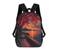 sinyumoney Autumn Sunset Cityscape School Backpack Water Resistant Travel Backpack Computer Bag for Men, Women & Teenage Boys 17inch